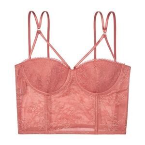 Victoria's Secret Very Sexy Corset Crop Top Pink Lace Bralette size 32C NEW Tags